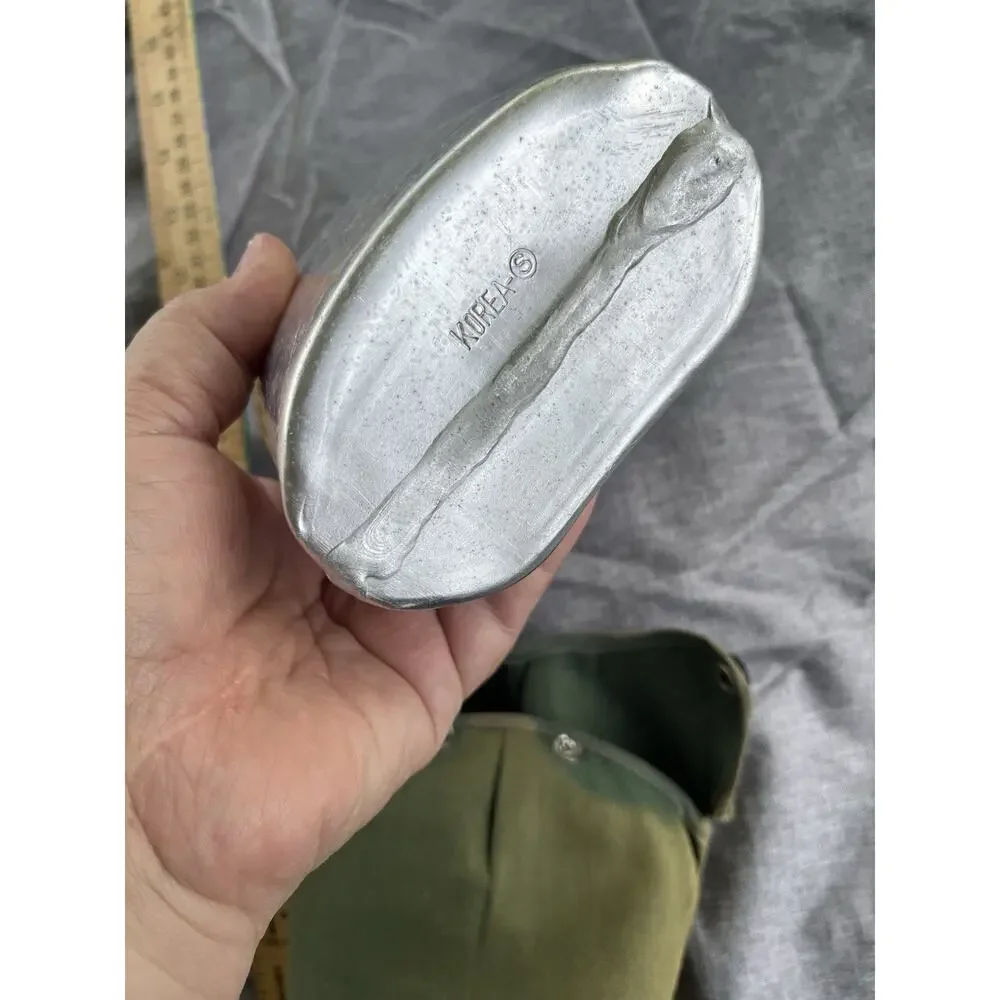 US Military Issue Vietnam Era Army USMC Water Canteen with Green Canvas Pouch U3